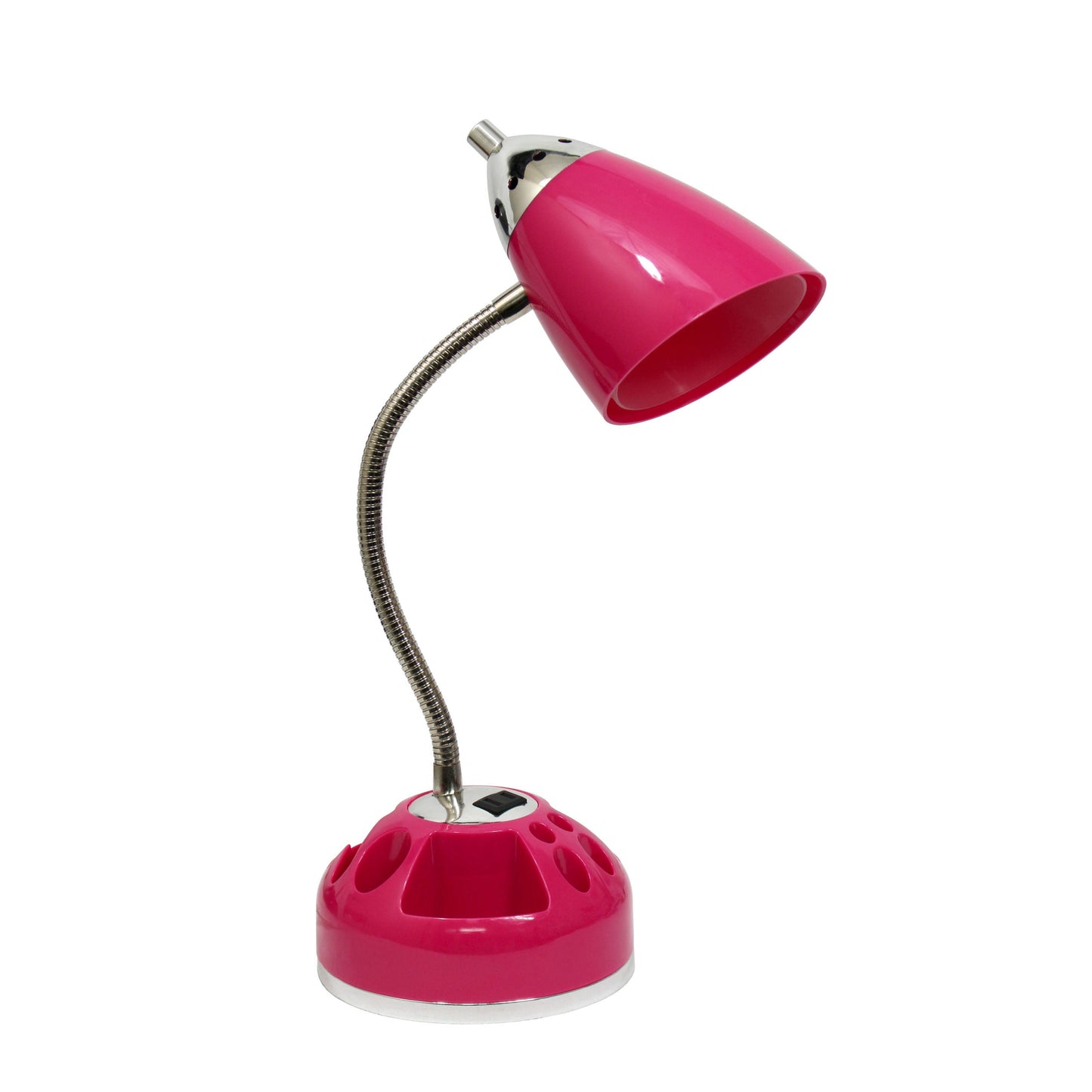 All The Rages LimeLights Pink Flossy Organizer Lazy Susan Base Desk Lamp With Charging Outlet