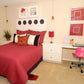 All The Rages LimeLights Red Fabric Shade Brushed Steel Lamp With Charging Outlet