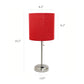 All The Rages LimeLights Red Fabric Shade Brushed Steel Lamp With Charging Outlet