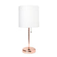 All The Rages LimeLights Rose Gold Stick Lamp With White Fabric Shade & USB Charging Port
