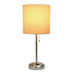 All The Rages LimeLights Tan Fabric Shade Brushed Steel Lamp With Charging Outlet