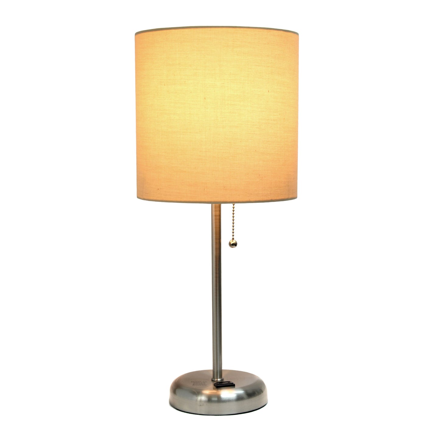 All The Rages LimeLights Tan Fabric Shade Brushed Steel Lamp With Charging Outlet