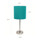 All The Rages LimeLights Teal Fabric Shade Brushed Steel Lamp With Charging Outlet