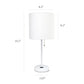 All The Rages LimeLights White Fabric Shade White Lamp With Charging Outlet