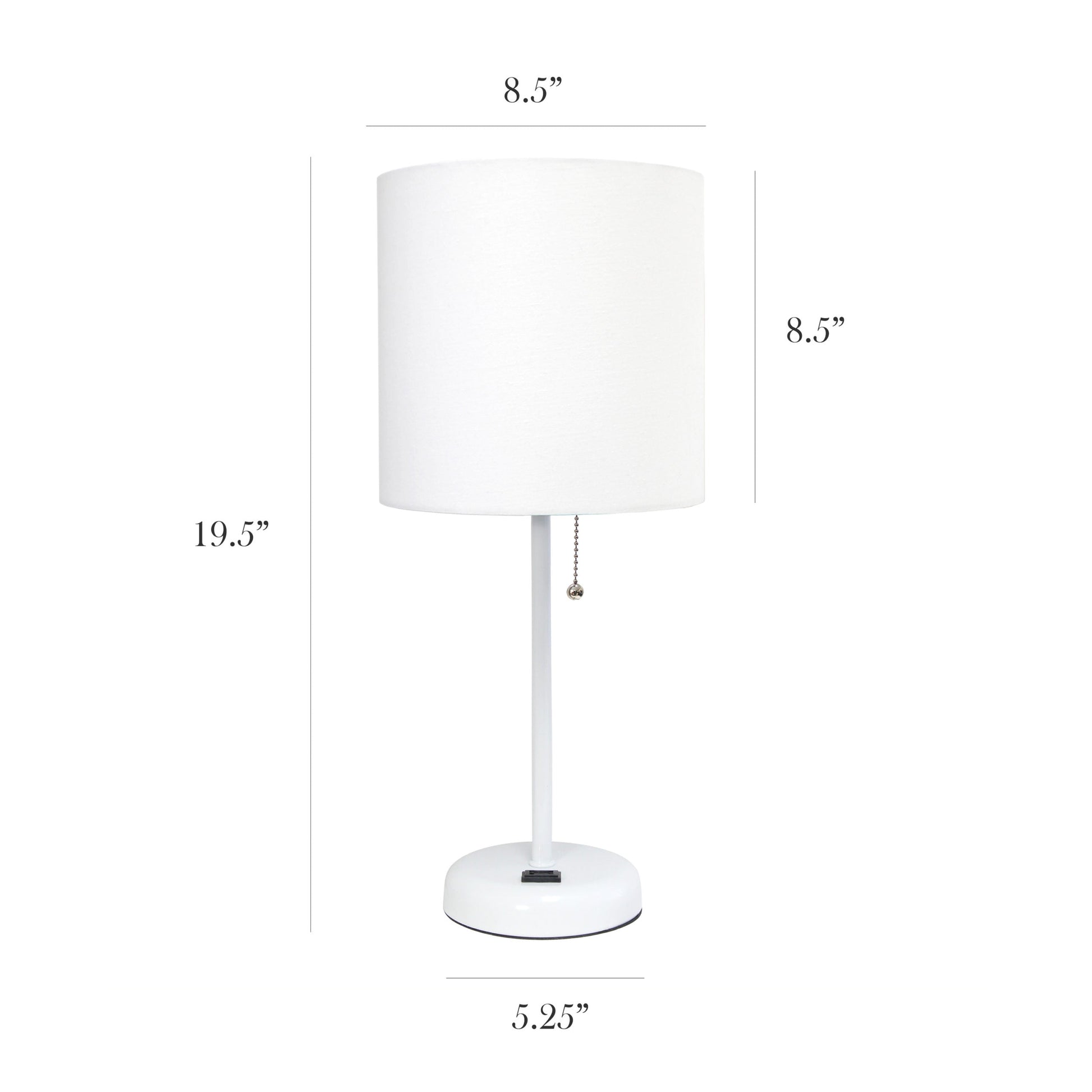 All The Rages LimeLights White Fabric Shade White Lamp With Charging Outlet