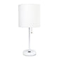All The Rages LimeLights White Fabric Shade White Lamp With Charging Outlet