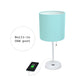 All The Rages LimeLights White Stick Lamp With Aqua Fabric Shade & USB Charging Port