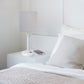 All The Rages LimeLights White Stick Lamp With Gray Fabric Shade & USB Charging Port