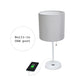 All The Rages LimeLights White Stick Lamp With Gray Fabric Shade & USB Charging Port
