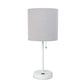 All The Rages LimeLights White Stick Lamp With Gray Fabric Shade & USB Charging Port