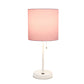 All The Rages LimeLights White Stick Lamp With Light Pink Fabric Shade & USB Charging Port