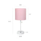 All The Rages LimeLights White Stick Lamp With Light Pink Fabric Shade & USB Charging Port