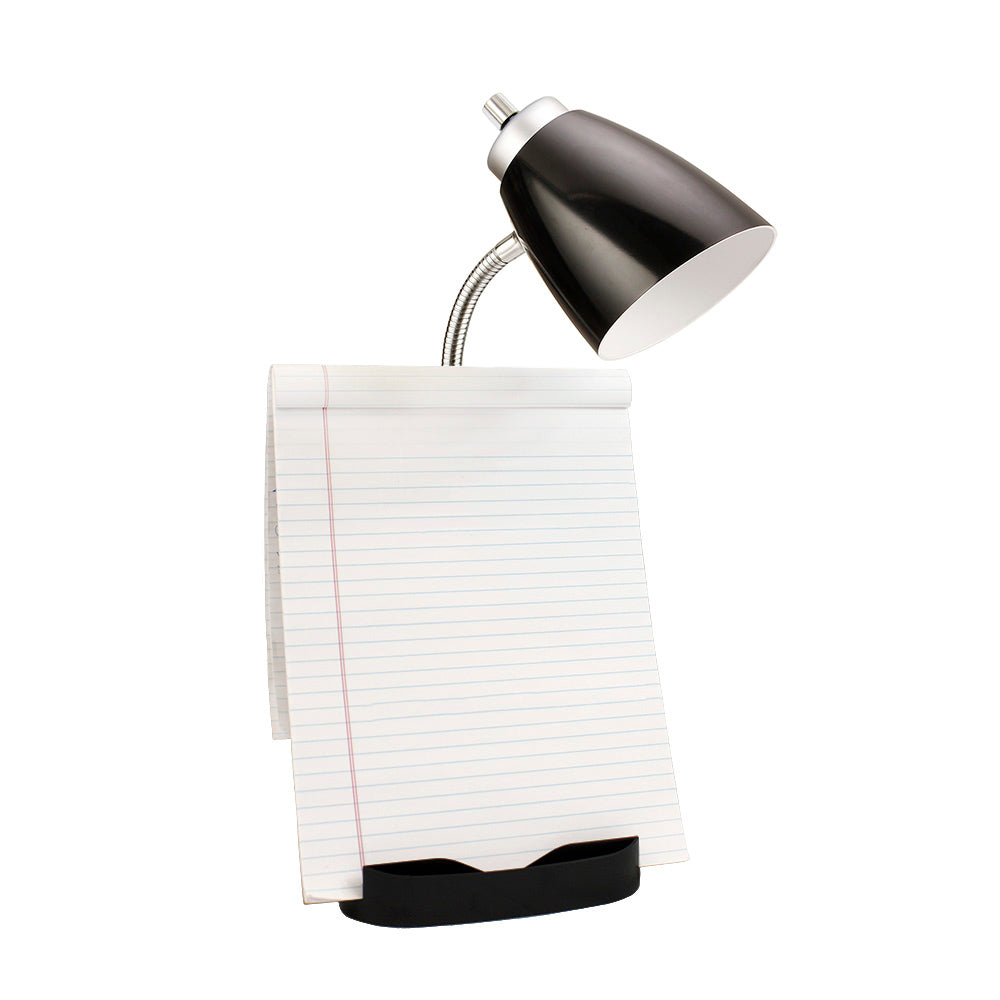 All The Rages Limelights Black Gooseneck Organizer Desk Lamp With iPad Tablet Stand Book Holder & Charging Outlet
