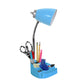 All The Rages Limelights Blue Gooseneck Organizer Desk Lamp With iPad Tablet Stand Book Holder & Charging Outlet