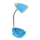 All The Rages Limelights Blue Gooseneck Organizer Desk Lamp With iPad Tablet Stand Book Holder & Charging Outlet