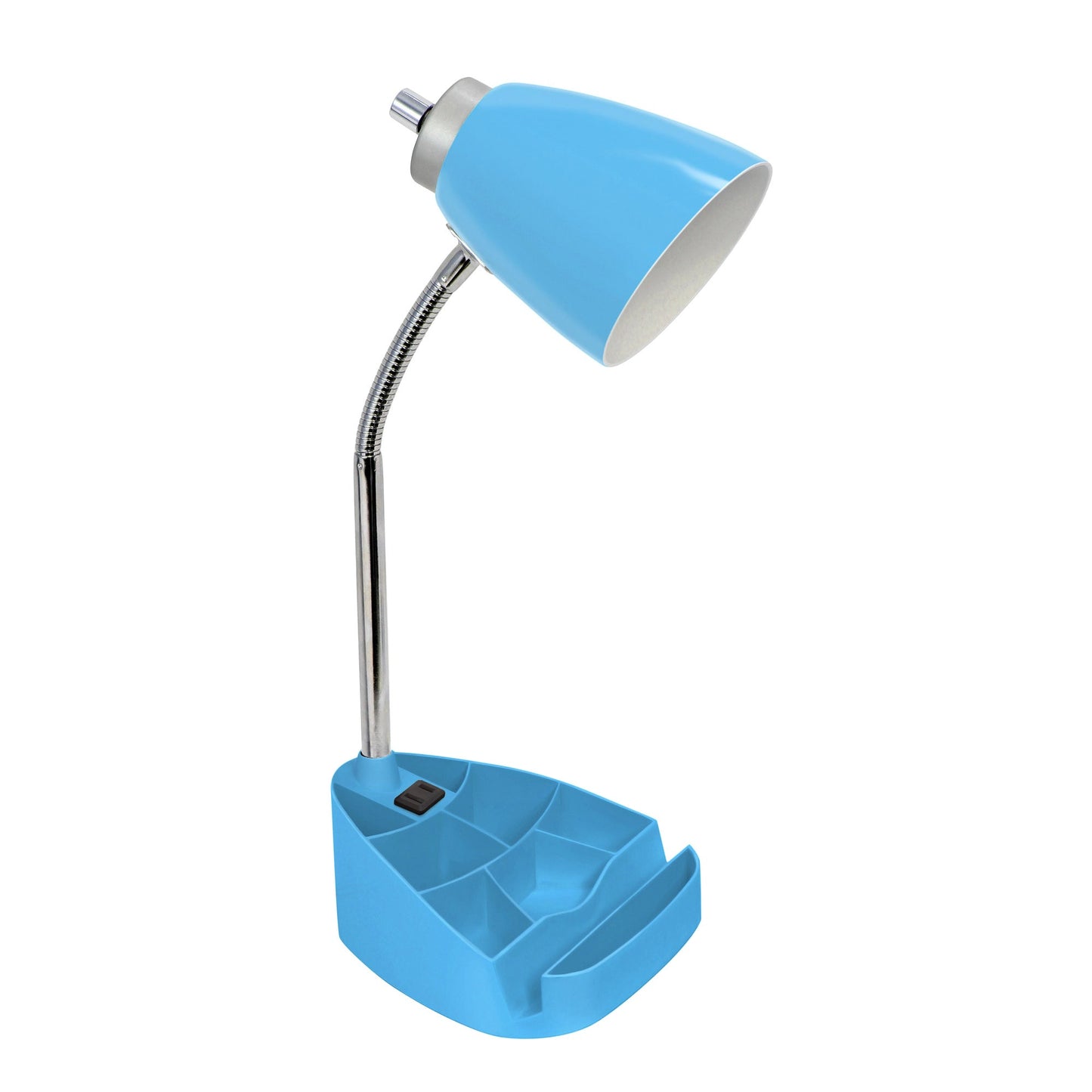 All The Rages Limelights Blue Gooseneck Organizer Desk Lamp With iPad Tablet Stand Book Holder & Charging Outlet
