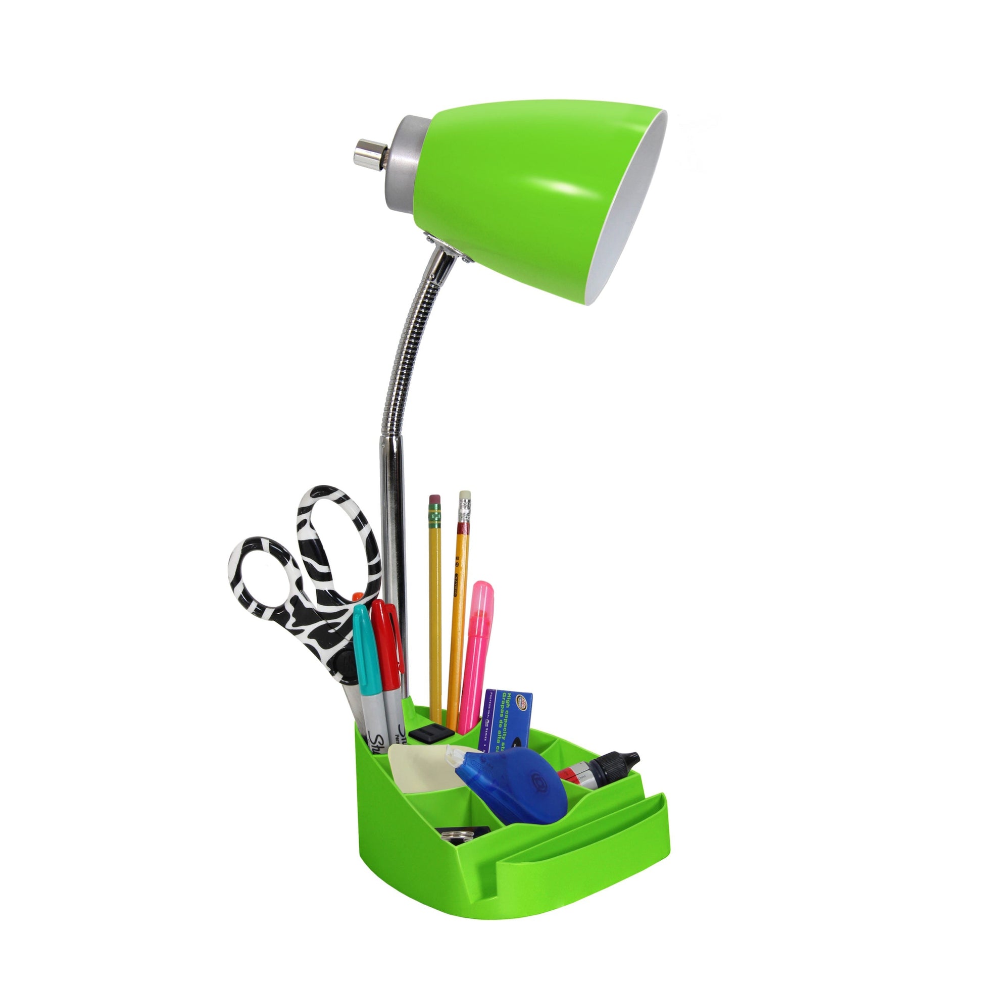 All The Rages Limelights Green Gooseneck Organizer Desk Lamp With iPad Tablet Stand Book Holder & Charging Outlet