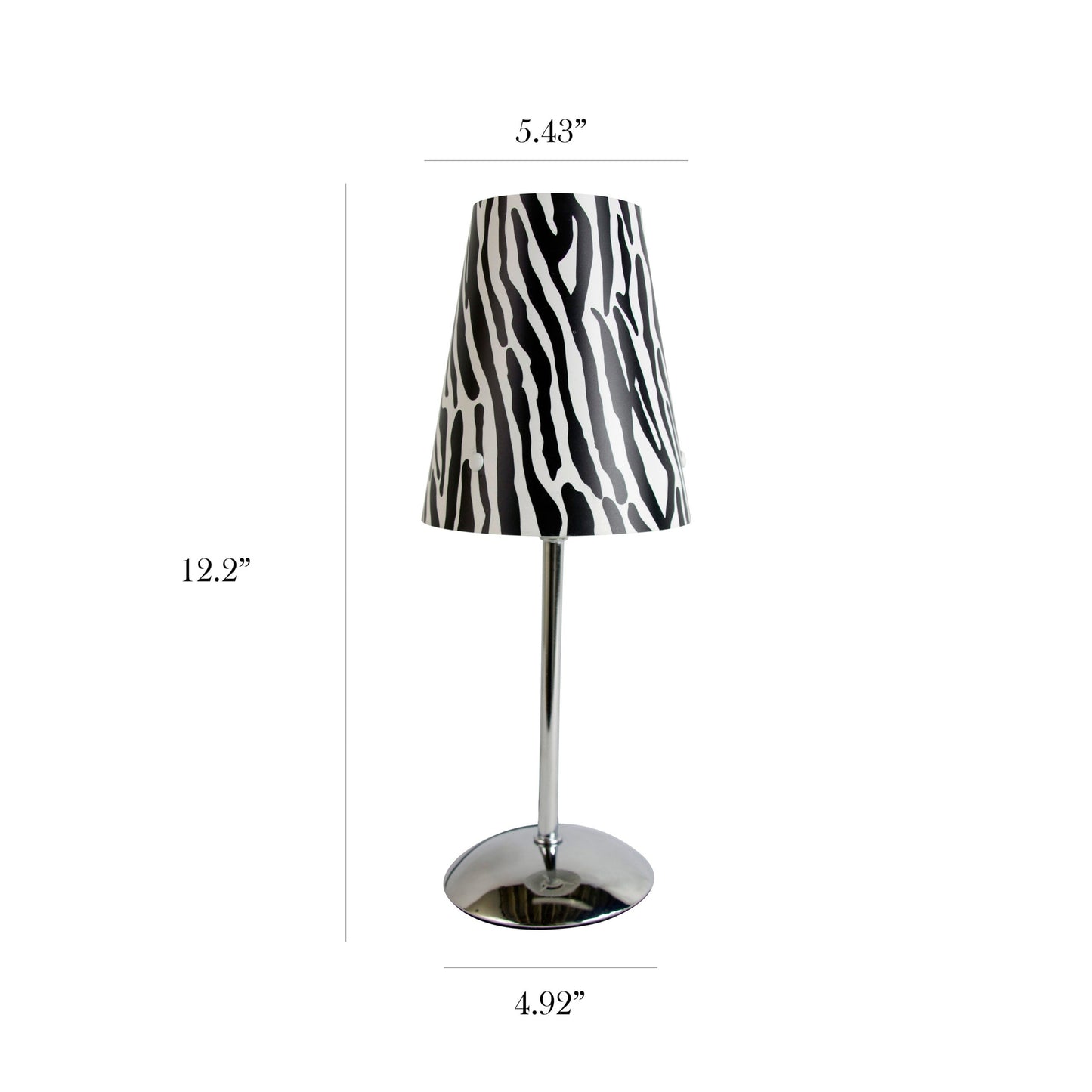 All The Rages Limelights Mini Silver Table Lamp With Plastic Zebra Printed Shade