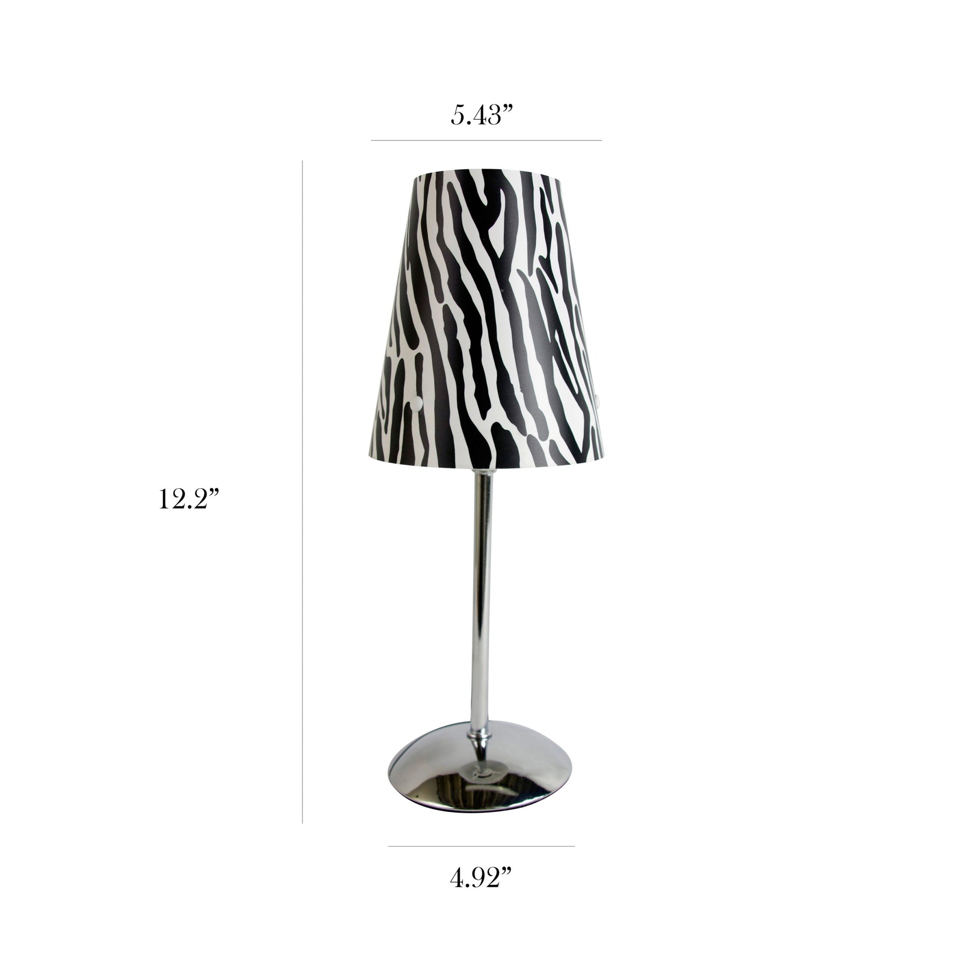 All The Rages Limelights Mini Silver Table Lamp With Plastic Zebra Printed Shade