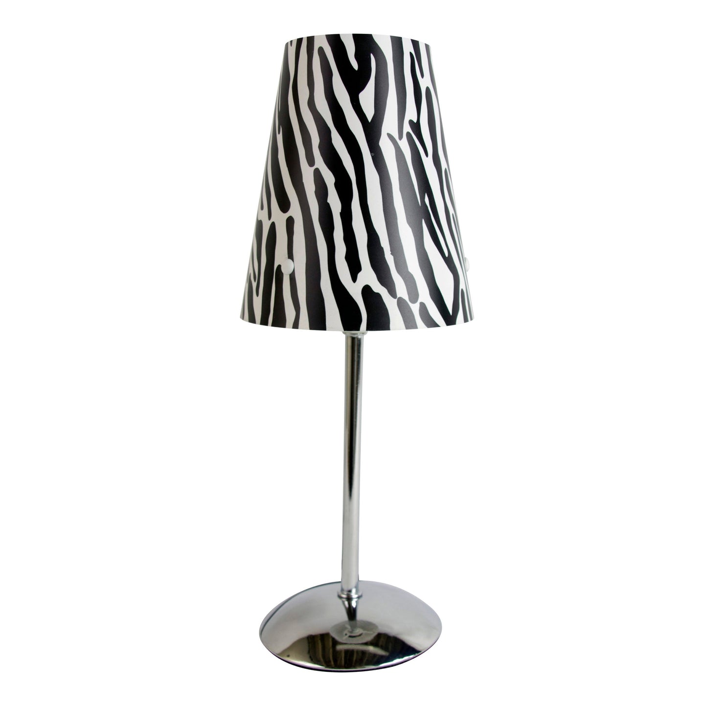 All The Rages Limelights Mini Silver Table Lamp With Plastic Zebra Printed Shade