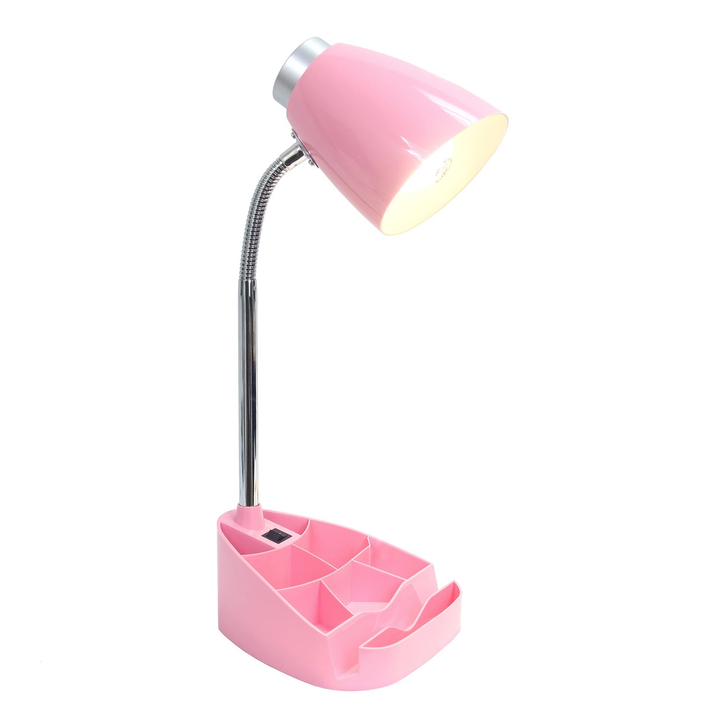 All The Rages Limelights Pink Gooseneck Organizer Desk Lamp With iPad Tablet Stand Book Holder