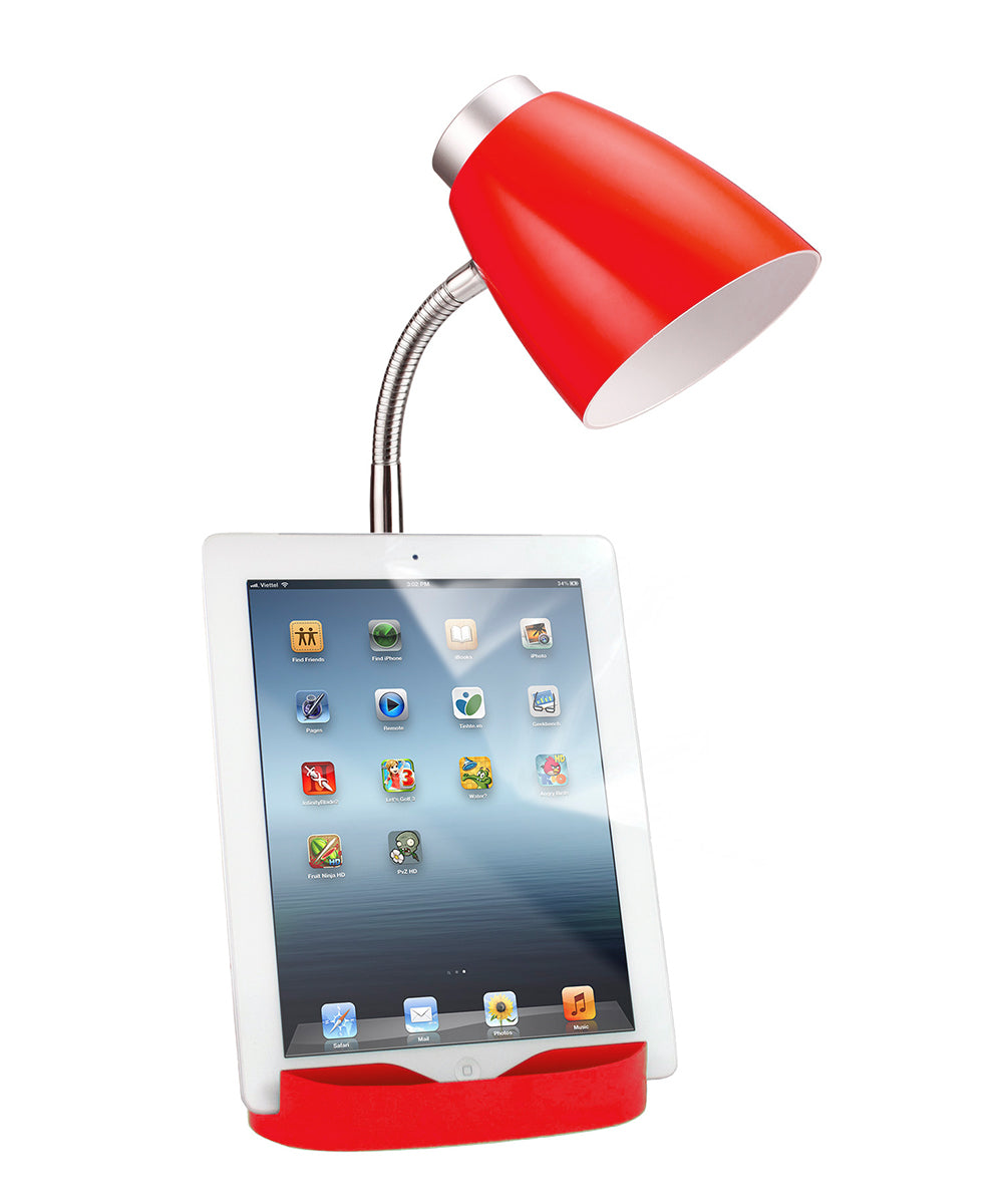 All The Rages Limelights Red Gooseneck Organizer Desk Lamp With iPad Tablet Stand Book Holder