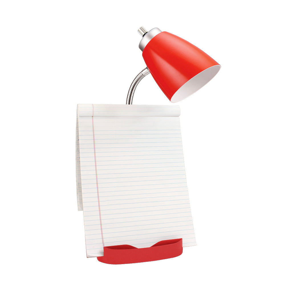 All The Rages Limelights Red Gooseneck Organizer Desk Lamp With iPad Tablet Stand Book Holder & Charging Outlet