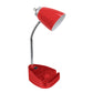 All The Rages Limelights Red Gooseneck Organizer Desk Lamp With iPad Tablet Stand Book Holder & Charging Outlet