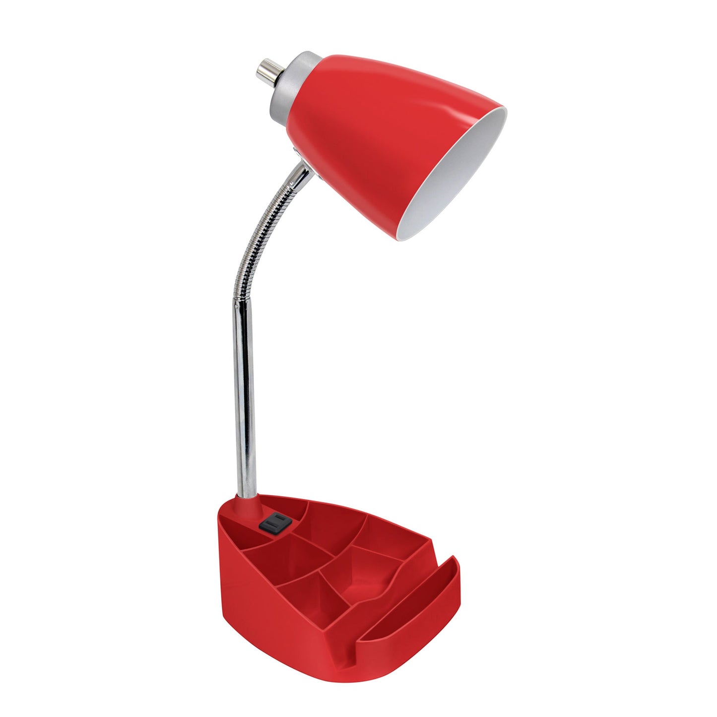 All The Rages Limelights Red Gooseneck Organizer Desk Lamp With iPad Tablet Stand Book Holder & Charging Outlet