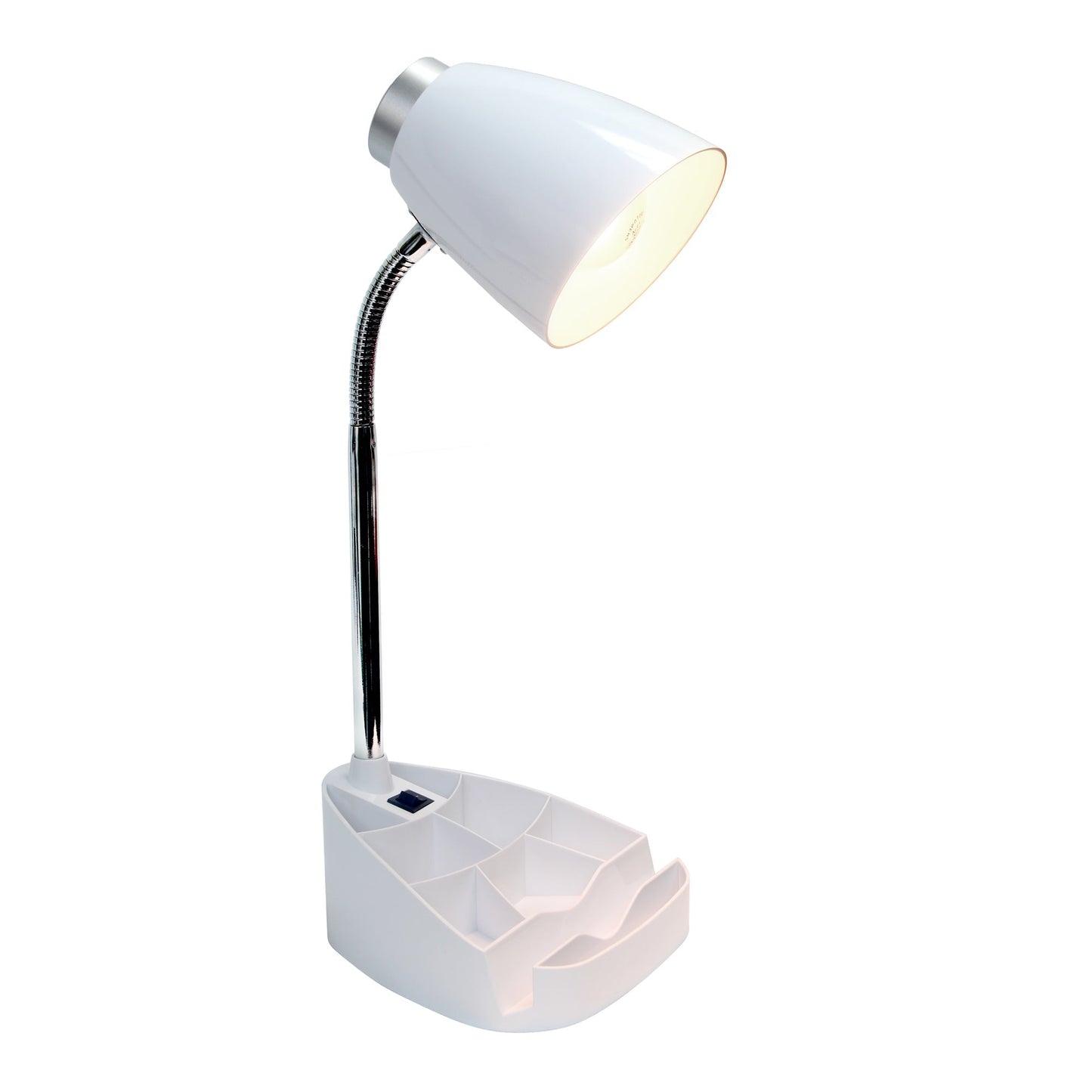 All The Rages Limelights White Gooseneck Organizer Desk Lamp With iPad Tablet Stand Book Holder