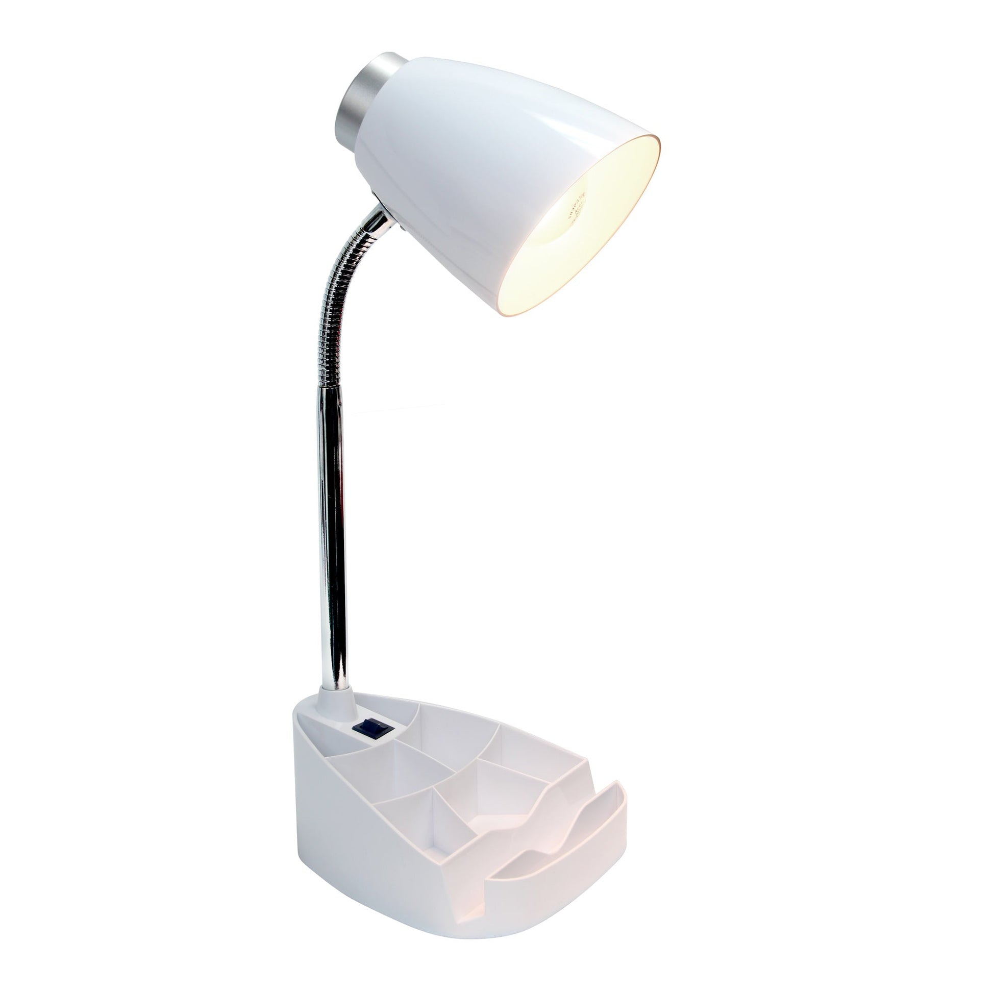 All The Rages Limelights White Gooseneck Organizer Desk Lamp With iPad Tablet Stand Book Holder