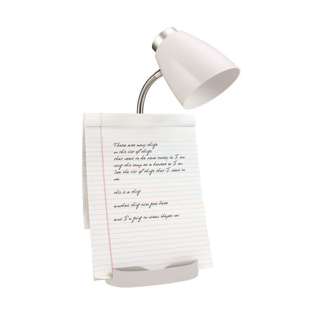All The Rages Limelights White Gooseneck Organizer Desk Lamp With iPad Tablet Stand Book Holder