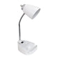 All The Rages Limelights White Gooseneck Organizer Desk Lamp With iPad Tablet Stand Book Holder & Charging Outlet