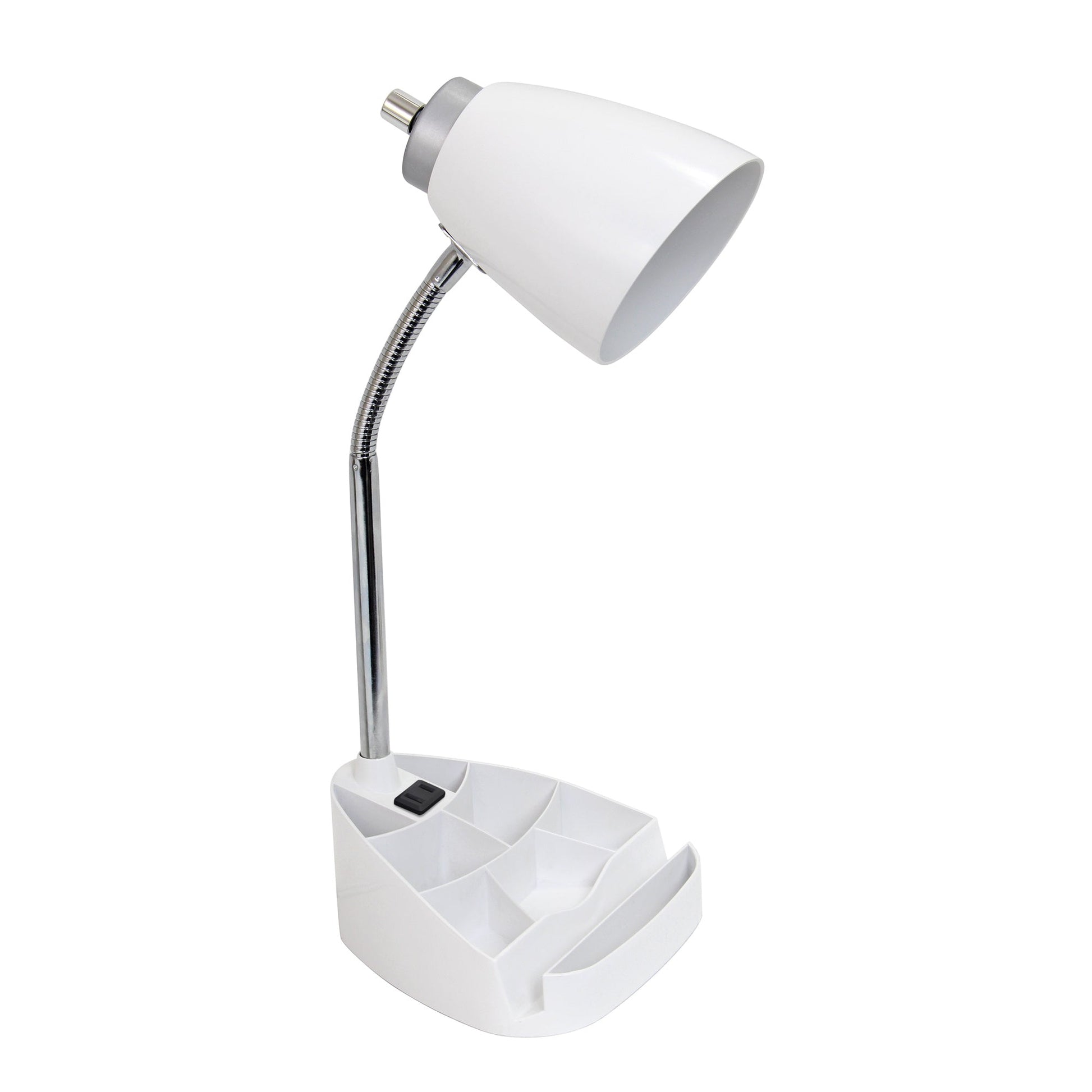 All The Rages Limelights White Gooseneck Organizer Desk Lamp With iPad Tablet Stand Book Holder & Charging Outlet