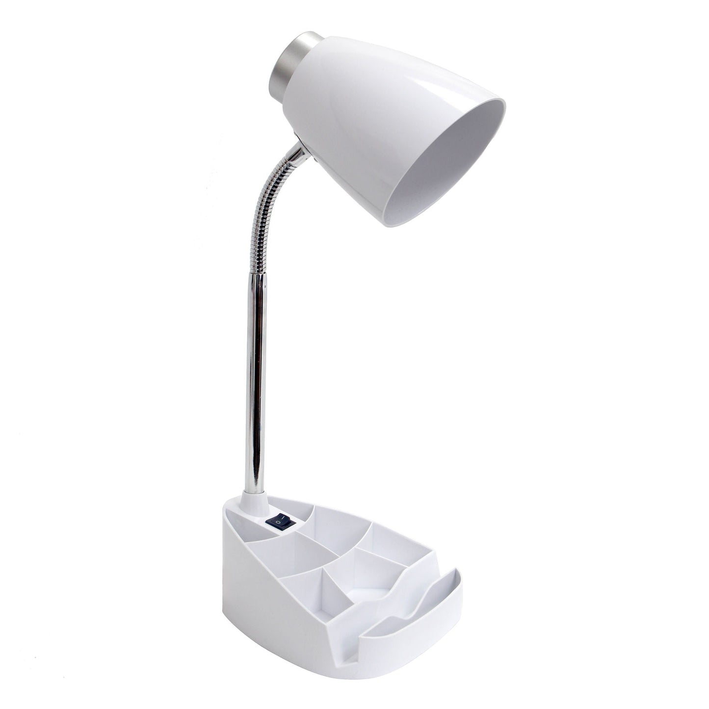 All The Rages Limelights White Gooseneck Organizer Desk Lamp With iPad Tablet Stand Book Holder