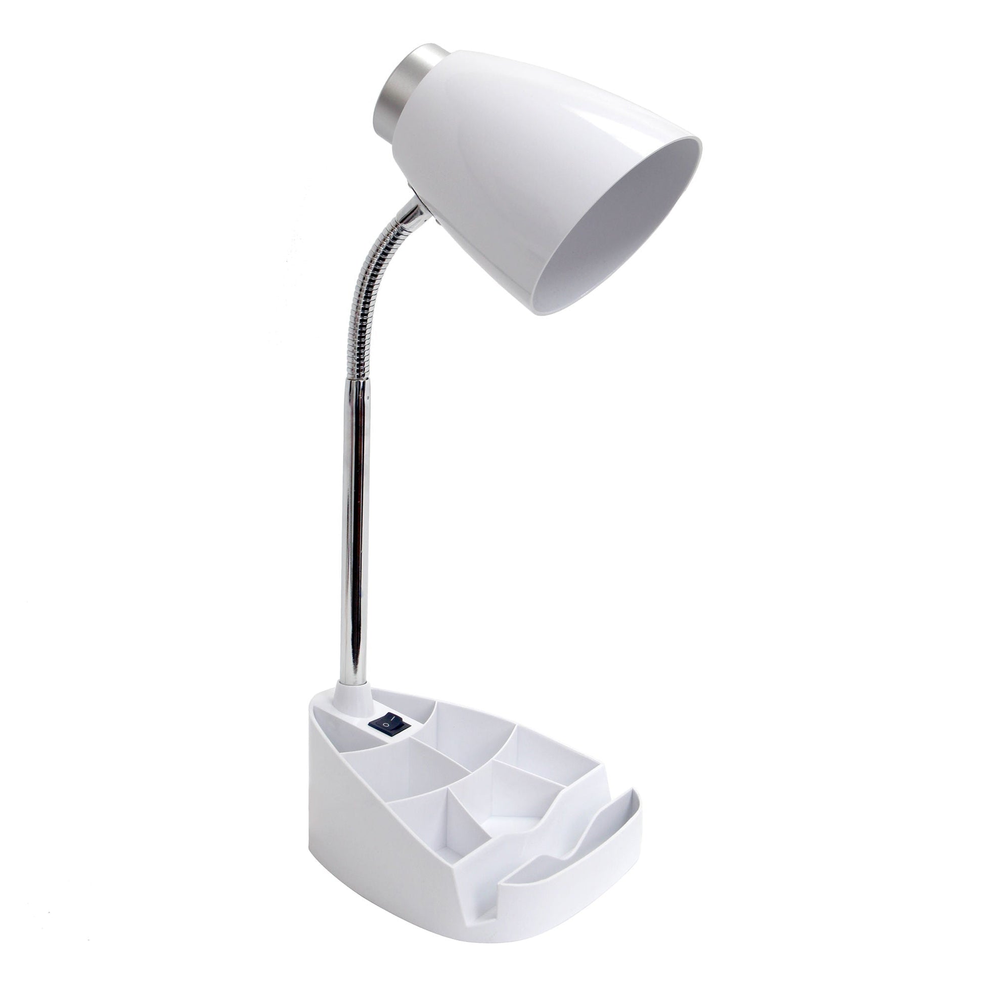 All The Rages Limelights White Gooseneck Organizer Desk Lamp With iPad Tablet Stand Book Holder