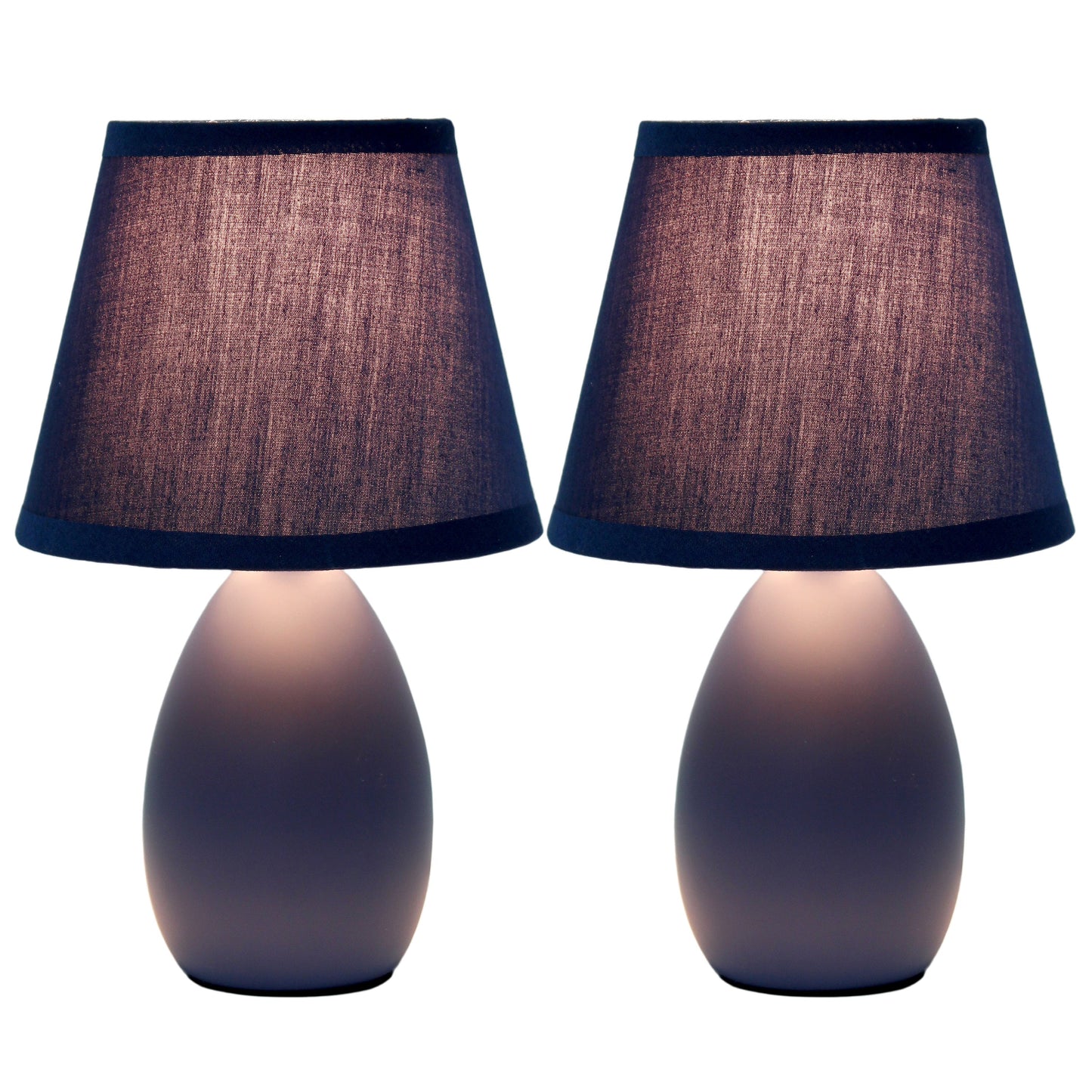 All The Rages Nauru 10" Blue 2-Piece Ceramic Oblong Table Lamps With Matching Fabric Shades