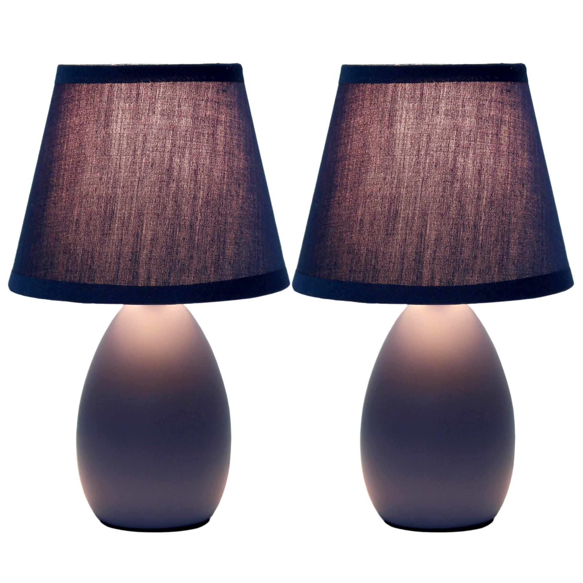 All The Rages Nauru 10" Blue 2-Piece Ceramic Oblong Table Lamps With Matching Fabric Shades
