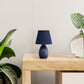 All The Rages Nauru 10" Blue 2-Piece Ceramic Oblong Table Lamps With Matching Fabric Shades