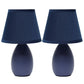 All The Rages Nauru 10" Blue 2-Piece Ceramic Oblong Table Lamps With Matching Fabric Shades