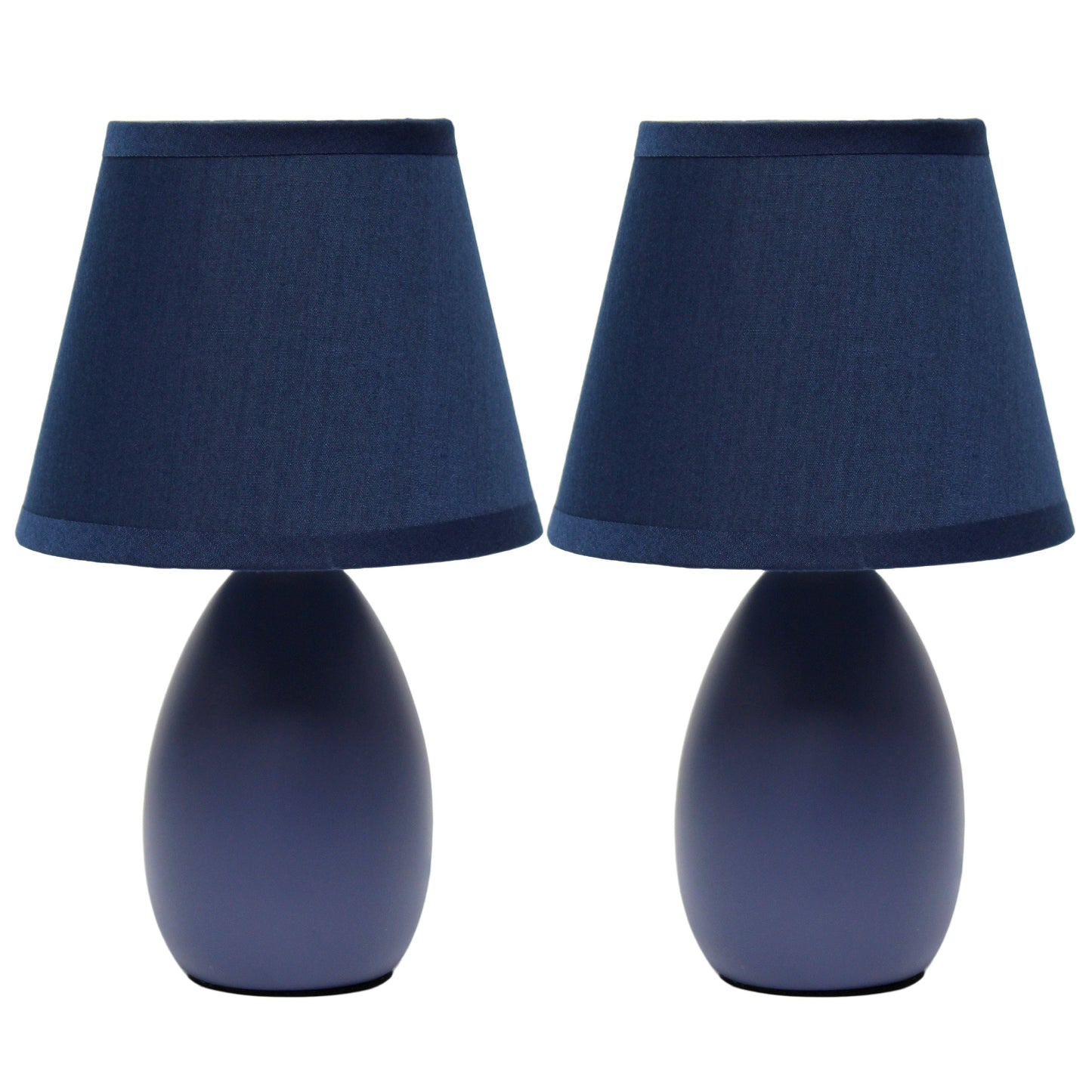 All The Rages Nauru 10" Blue 2-Piece Ceramic Oblong Table Lamps With Matching Fabric Shades