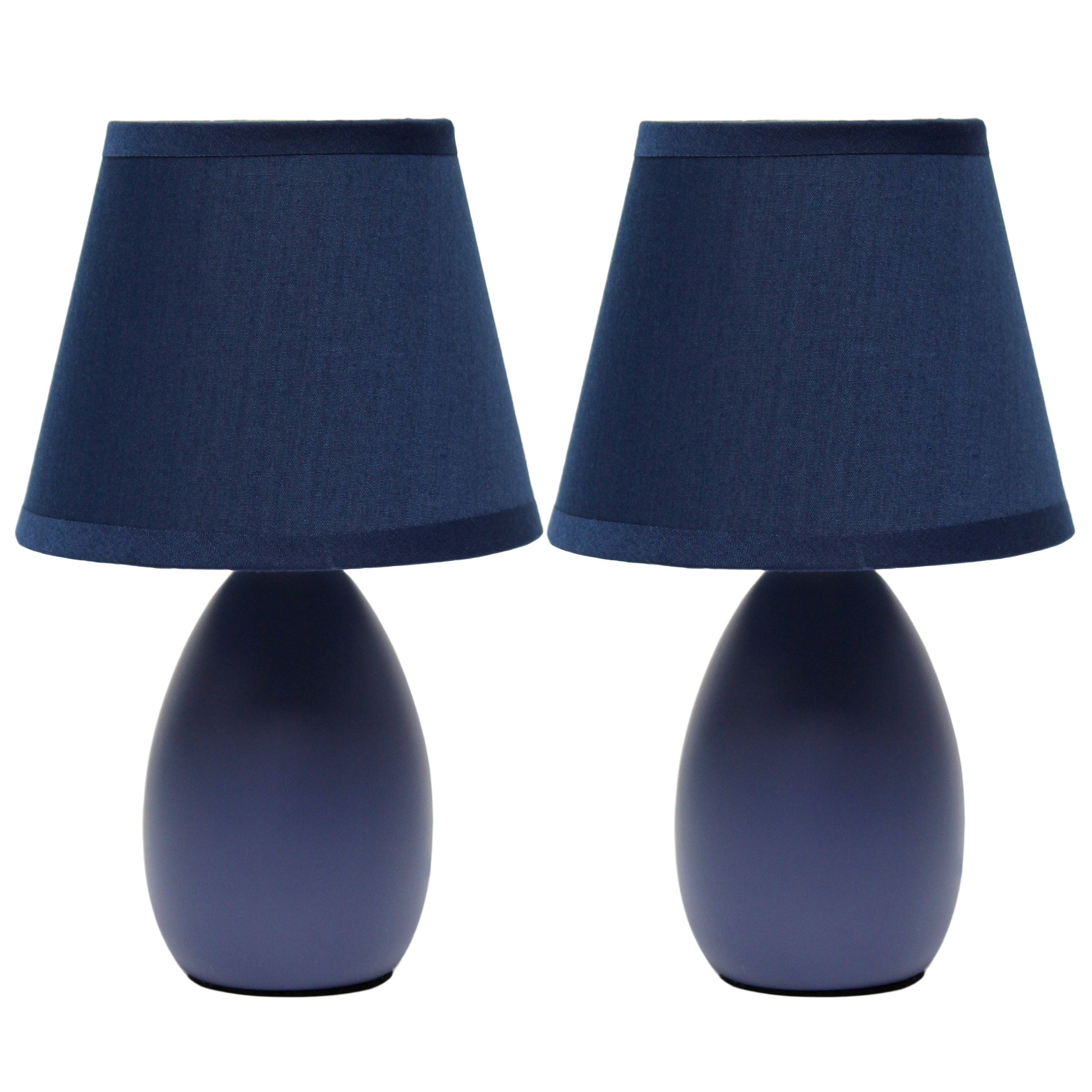 All The Rages Nauru 10" Blue 2-Piece Ceramic Oblong Table Lamps With Matching Fabric Shades