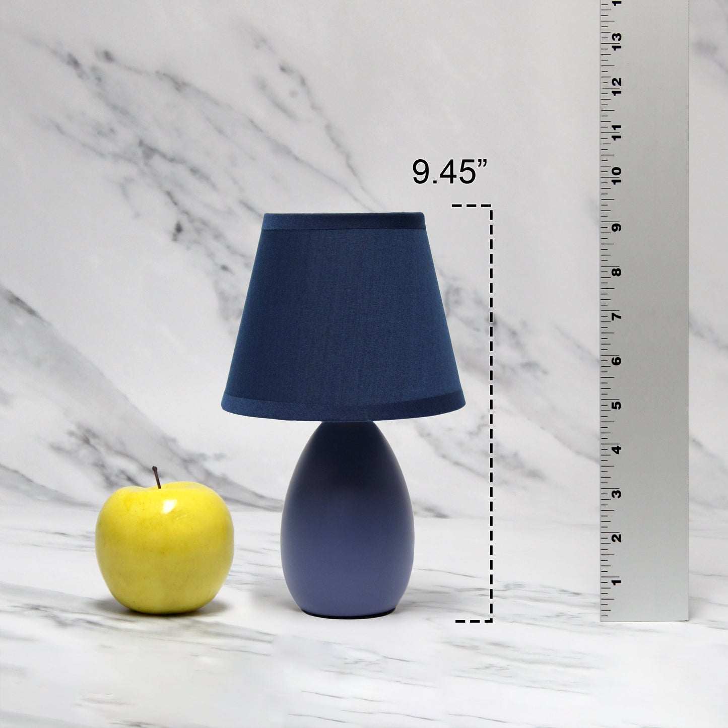 All The Rages Nauru 10" Blue Ceramic Oblong Table Lamp With Matching Fabric Shade