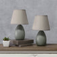 All The Rages Nauru 10" Gray 2-Piece Ceramic Oblong Table Lamps With Matching Fabric Shades