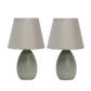 All The Rages Nauru 10" Gray 2-Piece Ceramic Oblong Table Lamps With Matching Fabric Shades