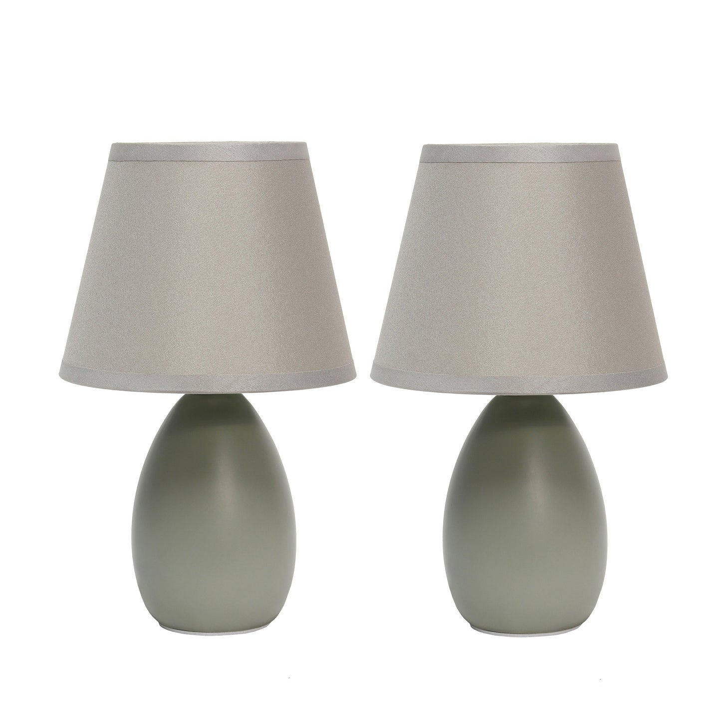 All The Rages Nauru 10" Gray 2-Piece Ceramic Oblong Table Lamps With Matching Fabric Shades