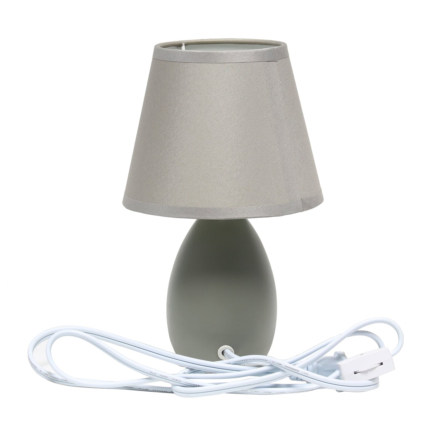 All The Rages Nauru 10" Gray Ceramic Oblong Table Lamp With Matching Fabric Shade