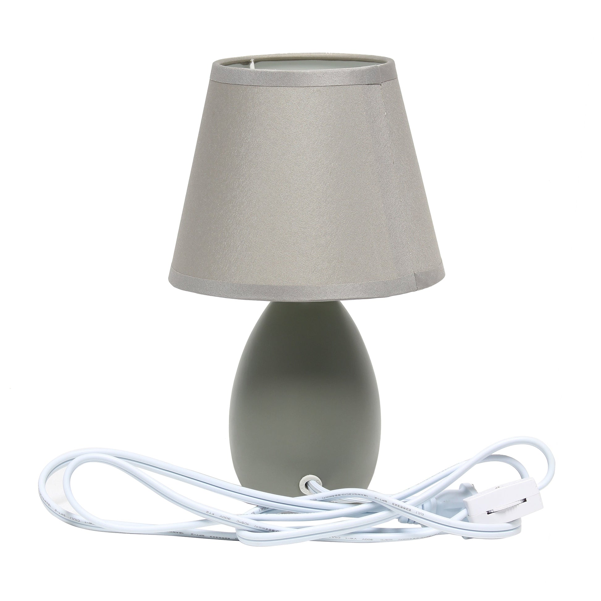 All The Rages Nauru 10" Gray Ceramic Oblong Table Lamp With Matching Fabric Shade
