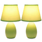 All The Rages Nauru 10" Green 2-Piece Ceramic Oblong Table Lamps With Matching Fabric Shades