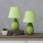 All The Rages Nauru 10" Green 2-Piece Ceramic Oblong Table Lamps With Matching Fabric Shades